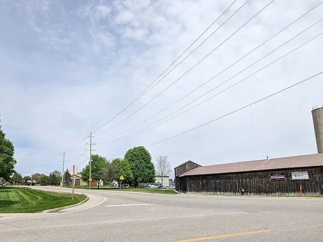 Village centre & grain silos, Innerkip, Ontario
