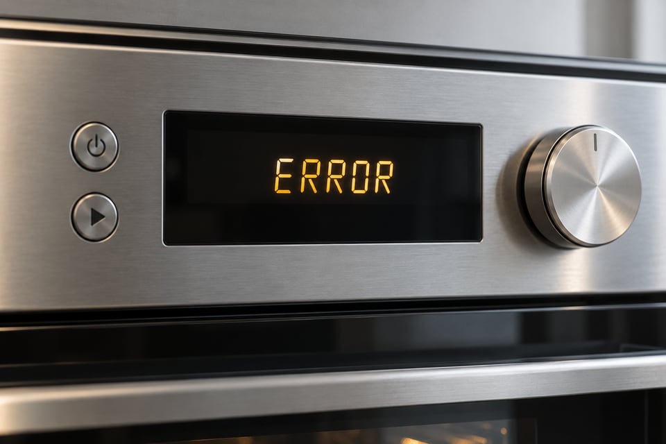 Illustrative appliance control panel displaying ERROR